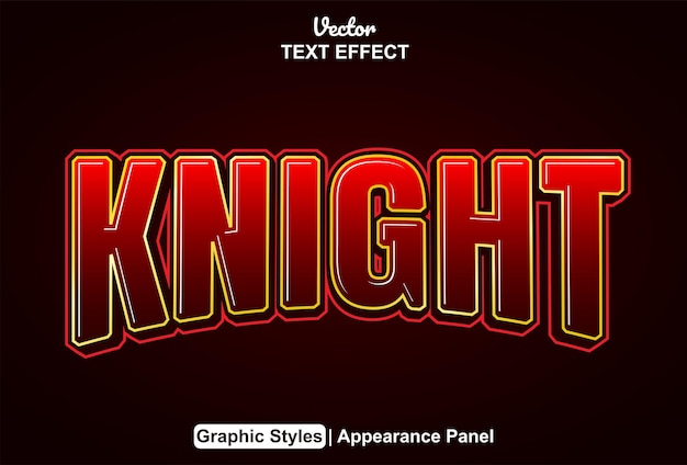 Knight text effect with red graphic style and editable