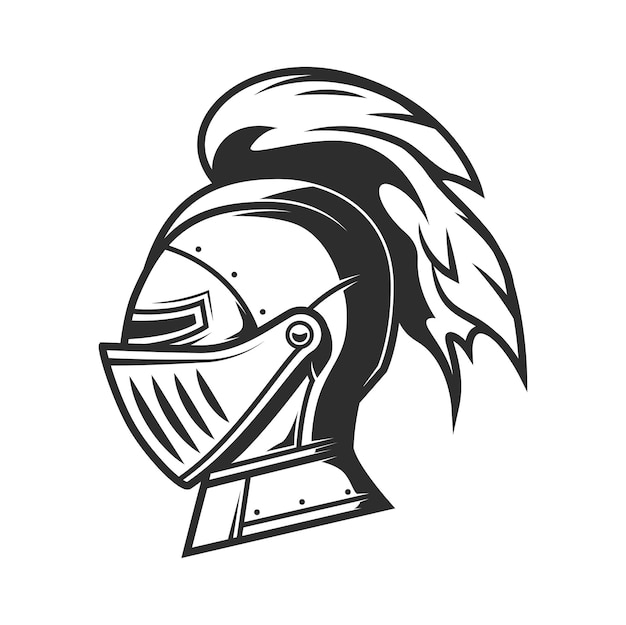 Vector knight warrior helmet with plume heraldry armor