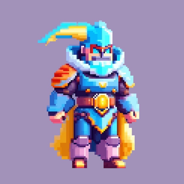 Knight Warrior pixel art personage voor 8 bit spel