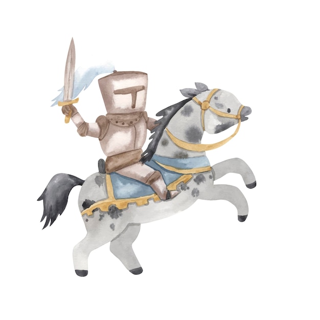 Knight watercolor illustration for kids