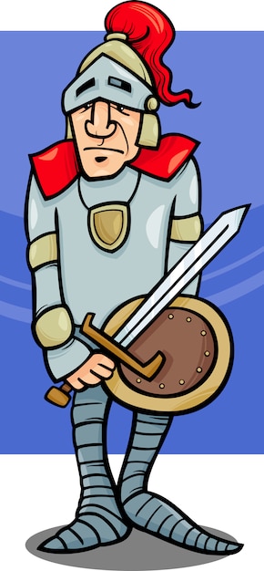 knight with sword cartoon illustration