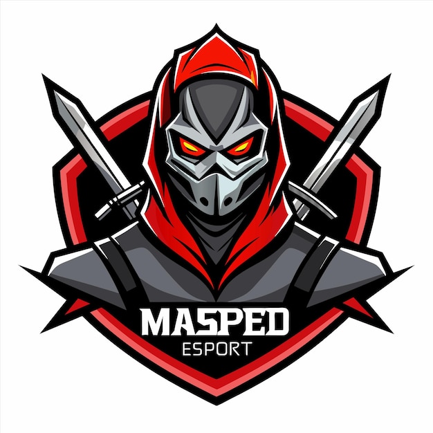 a knight with a sword and swords logo for a game