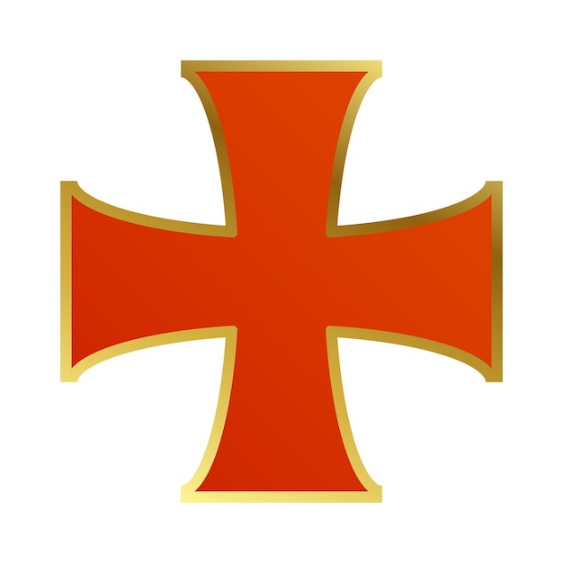 Knights templar cross with a gold border on a white background