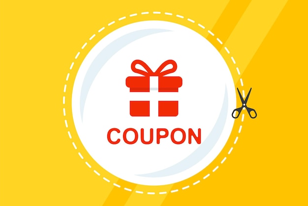 Knip coupon voor gratis geschenk. platte vectorillustratie.