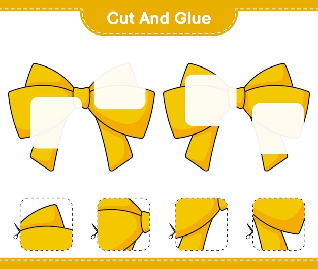Knip en lijm gesneden delen van lint en lijm ze Educatief spel voor kinderen afdrukbaar werkblad vectorillustratie