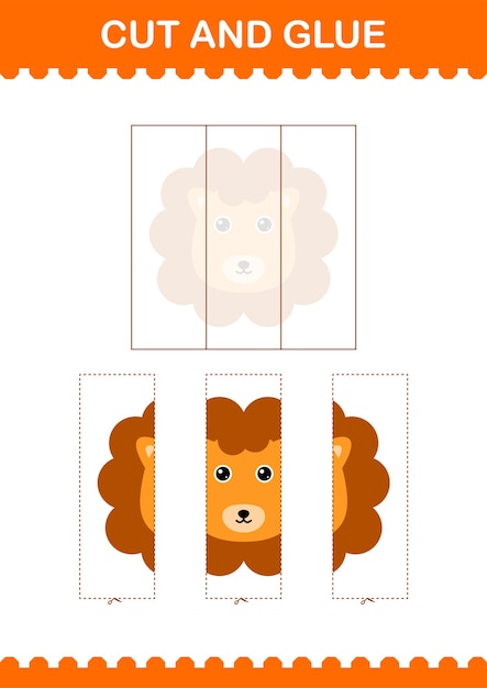 Vector knip en lijm leeuwengezicht werkblad voor kinderen