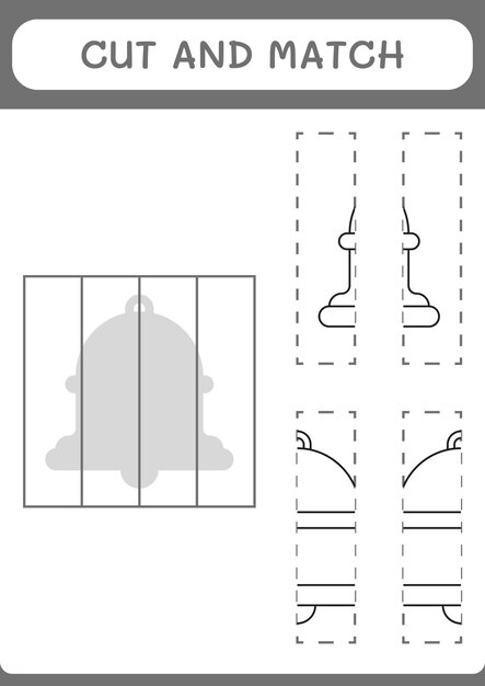 Vector knip en match delen van bell-spel voor kinderen afdrukbaar werkblad met vectorillustratie