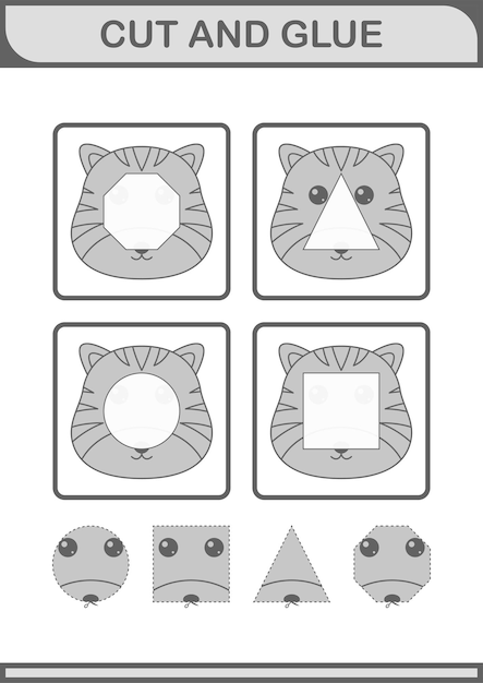 Knip en plak Tijgergezicht werkblad voor kinderen