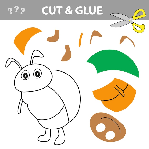 Knippen en lijmen - Eenvoudig spel voor kinderen met een bug