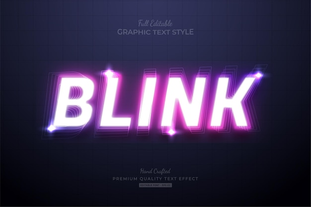 Vector knipperende neon bewerkbare teksteffect lettertypestijl