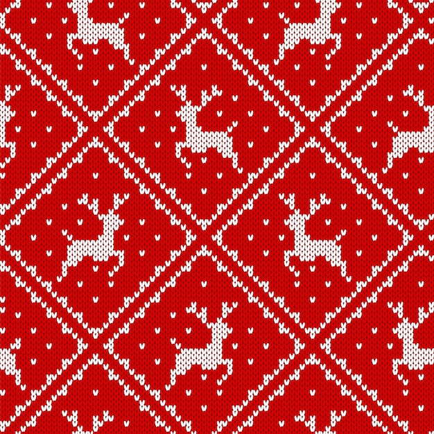 Knit christmas pattern. red seamless print.   illustration.