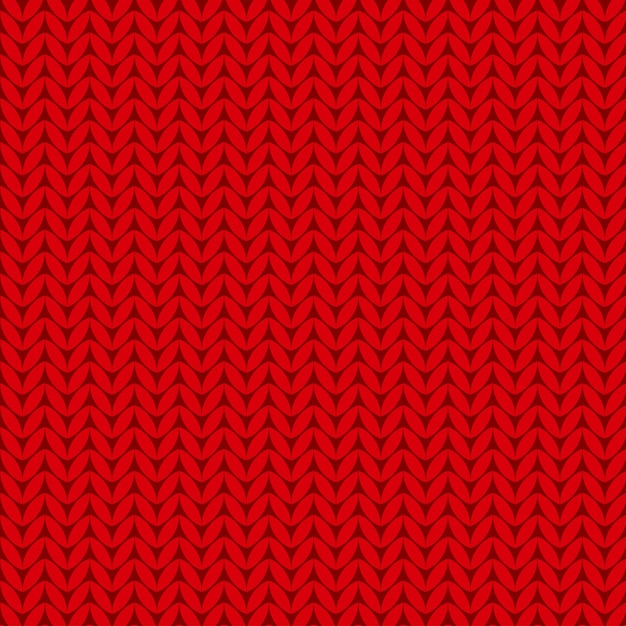 Knit red pattern Knitting seamless red vector pattern Simple Knitted pattern