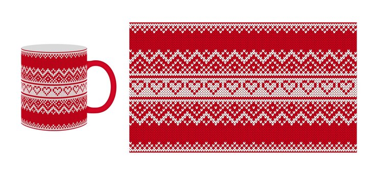 Vector knit valentine pattern. seamless texture with herats.