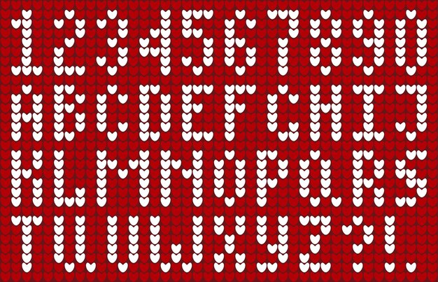 Vector knitted alphabet knitted font