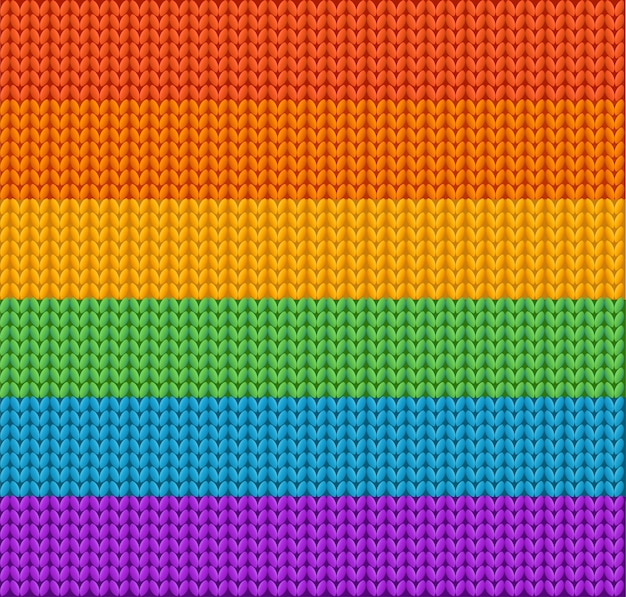 Knitted background rainbow wool texture vector illustration