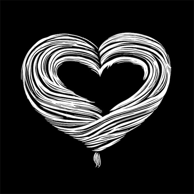 knitted black and white vector heart