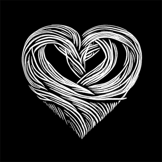 knitted black and white vector heart