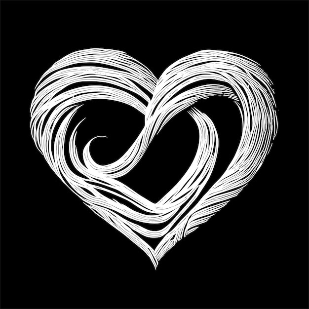 knitted black and white vector heart