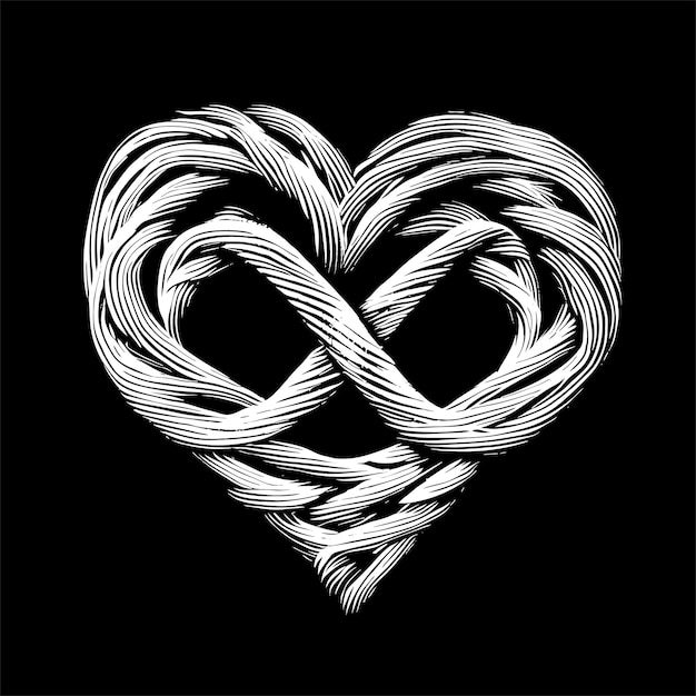 knitted black and white vector heart