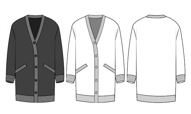 Knitted cardigan fashion sketch template