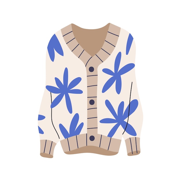 Premium Vector Knitted cardigan, warm fashion casual clothes, garment