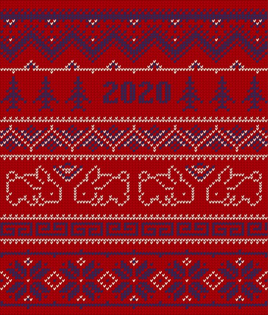 Vector knitted christmas borders.