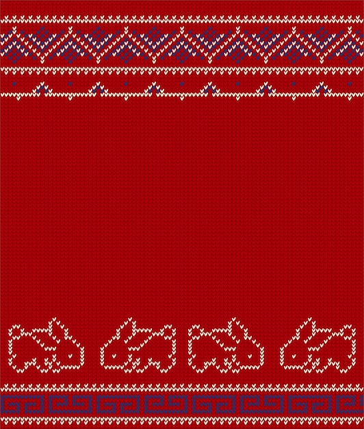 Vector knitted christmas borders.