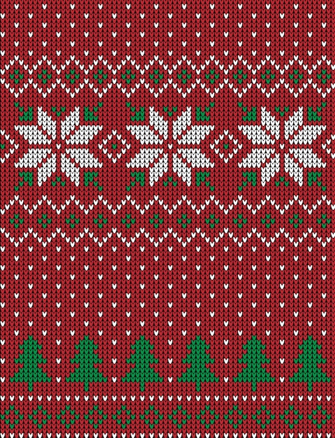 Vector knitted christmas and new year pattern in cow. wool knitting sweater design. wallpaper wrapping paper textile print. eps 10