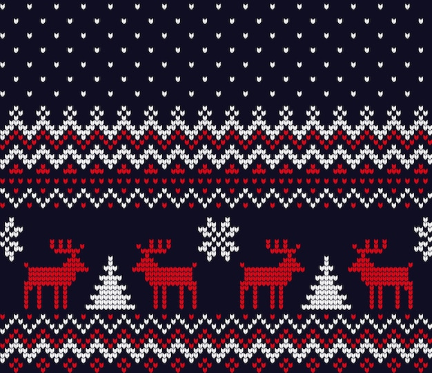 Knitted christmas and new year pattern for print