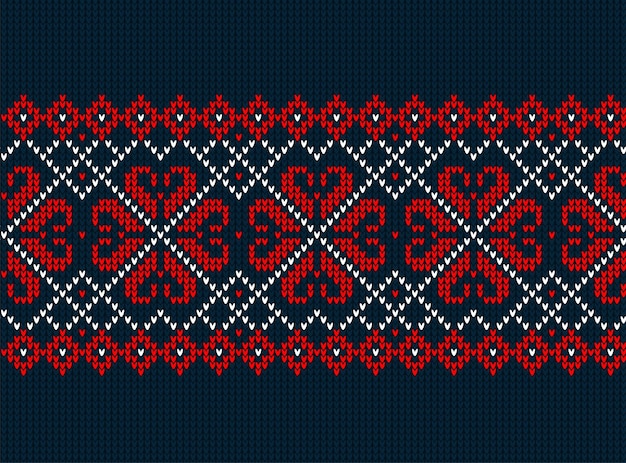 ニットのクリスマスと新年のパターン。ウール編みのセーターのデザイン。壁紙包装紙テキスタイルプリント。 Eps 10