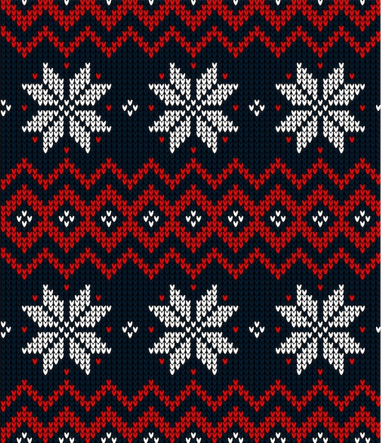 Knitted christmas and new year pattern. wool knitting sweater design. wallpaper wrapping paper textile print. eps 10