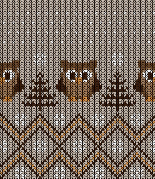 Vector knitted christmas and new year pattern. wool knitting sweater design. wallpaper wrapping paper textile print. eps 10