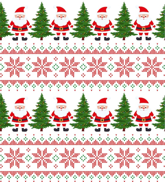 Vector knitted christmas and new year pattern. wool knitting sweater design. wallpaper wrapping paper textile print.