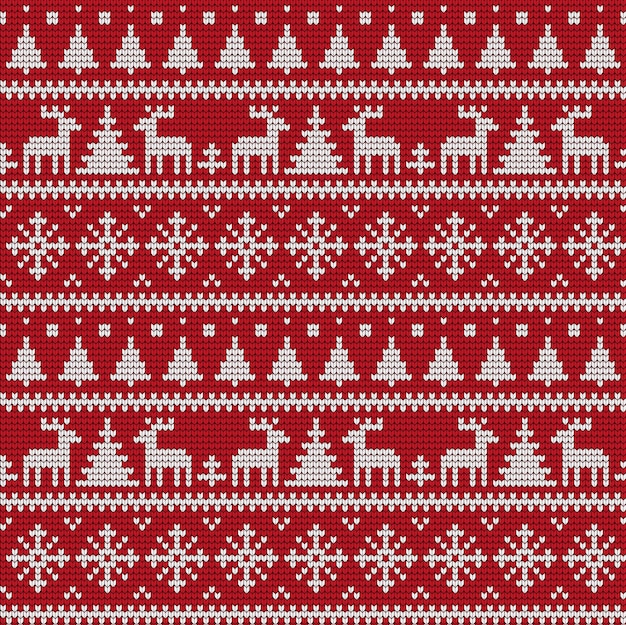 Vector knitted christmas and new year pattern