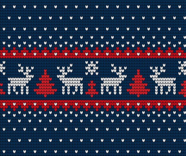 Vector knitted christmas and new year pattern