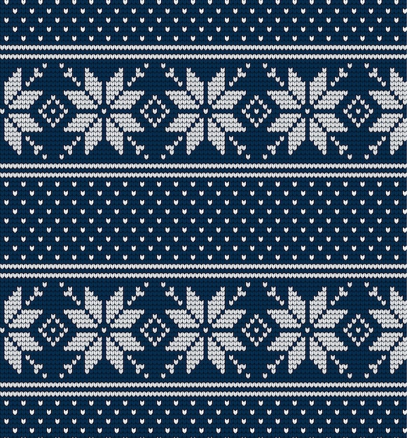 Vector knitted christmas and new year pattern