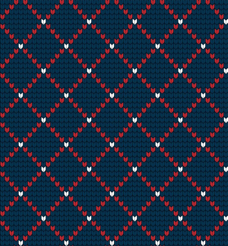 Vector knitted christmas and new year pattern