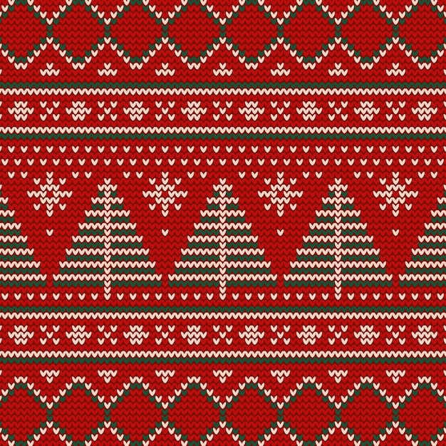 Vector knitted christmas pattern concept