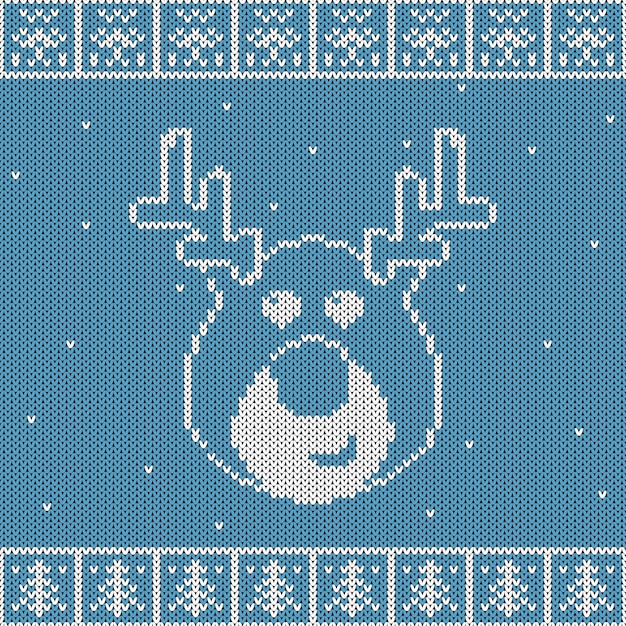 Knitted christmas  texture, deer