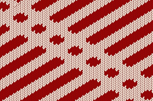 Vector knitted fabric texture vector with rhombus ornament on red background
