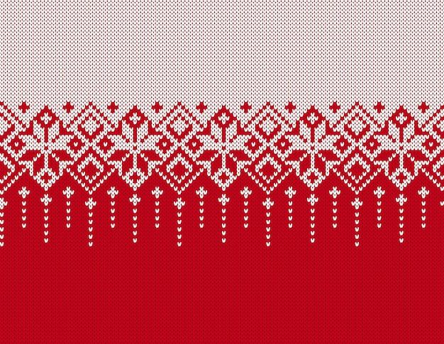 Knitted geometrical pattern Christmas seamless ornament Fair isle traditional background Xmas print border