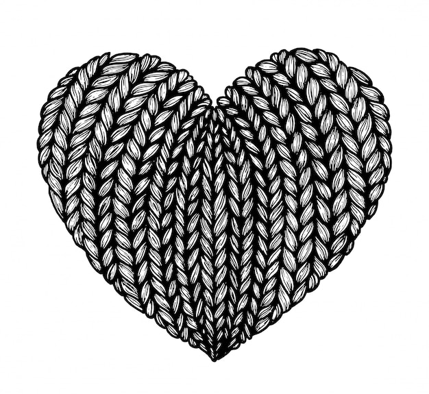 Knitted hearts. graphics.