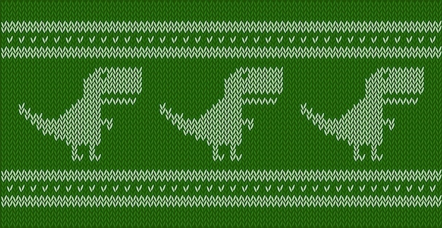 Knitted jacquard pattern dinosaur tyrannosaur