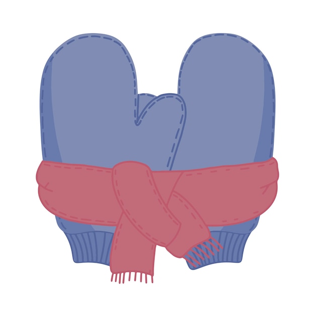 Knitted mittens with a scarf Isolated vector