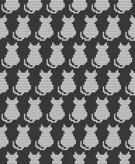 knitted seamless pattern with cats knitwear pattern fabric