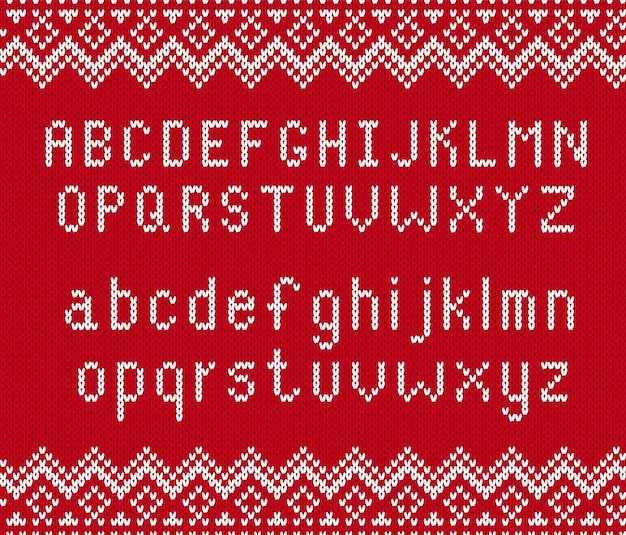 アルファベットとニットのテクスチャ背景北欧風の文字でニットの幾何学的な飾り