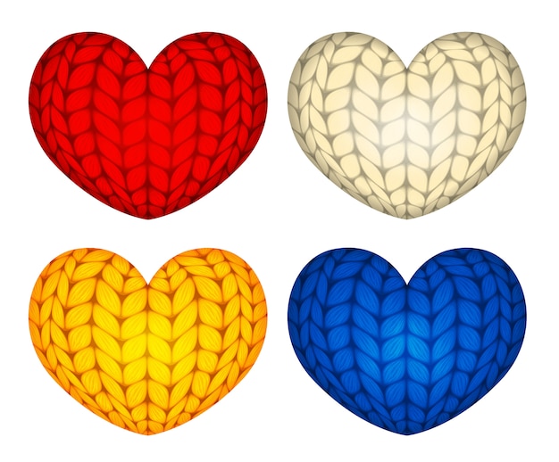 Knitted vector stuffed heart decorations