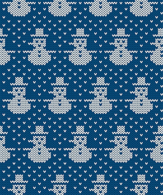 Knitted winter snow snowman pattern