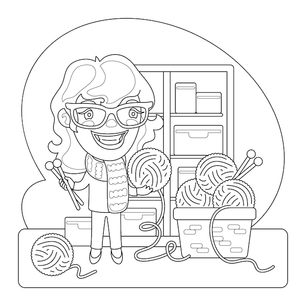 Knitter Coloring Page