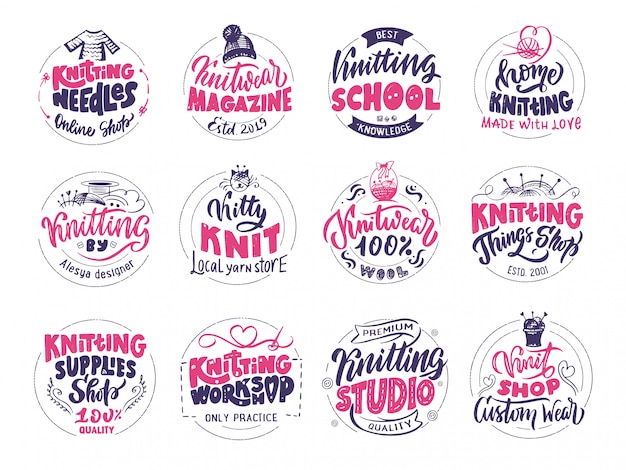 Knitting logo set